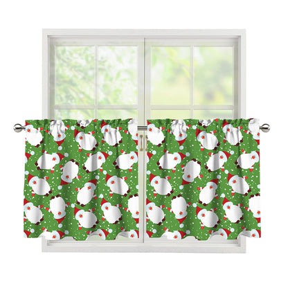 Cartoon Santa Claus Pattern Print Tier Curtains