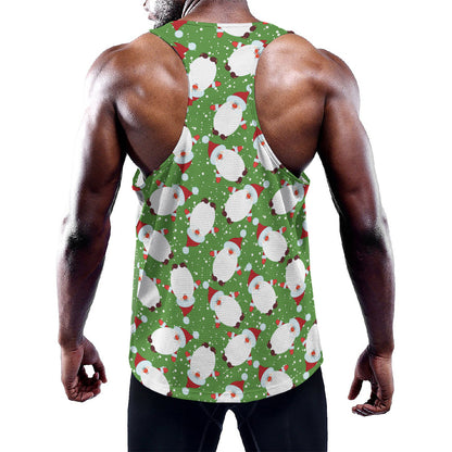 Cartoon Santa Claus Pattern Print Training Tank Top