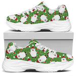 Cartoon Santa Claus Pattern Print White Chunky Shoes
