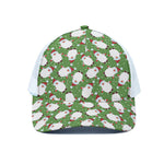 Cartoon Santa Claus Pattern Print White Mesh Trucker Cap