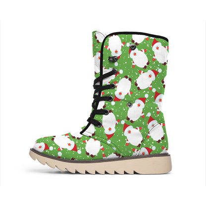 Cartoon Santa Claus Pattern Print Winter Boots