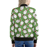Cartoon Santa Claus Pattern Print Women's Bomber Jacket