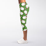 Cartoon Santa Claus Pattern Print Women's Capri Leggings