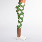 Cartoon Santa Claus Pattern Print Women's Capri Leggings
