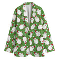 Cartoon Santa Claus Pattern Print Women's Cotton Blazer
