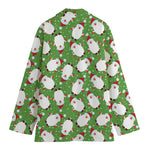 Cartoon Santa Claus Pattern Print Women's Cotton Blazer