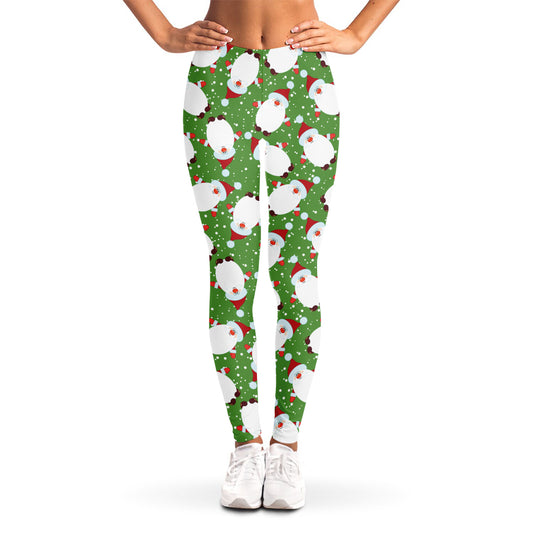 Cartoon Santa Claus Pattern Print Women's Leggings