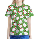 Cartoon Santa Claus Pattern Print Women's Polo Shirt