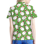 Cartoon Santa Claus Pattern Print Women's Polo Shirt