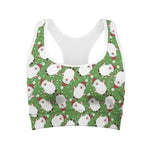Cartoon Santa Claus Pattern Print Women's Sports Bra
