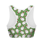 Cartoon Santa Claus Pattern Print Women's Sports Bra