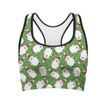 Cartoon Santa Claus Pattern Print Women's Sports Bra