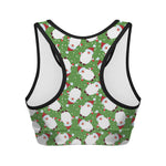Cartoon Santa Claus Pattern Print Women's Sports Bra
