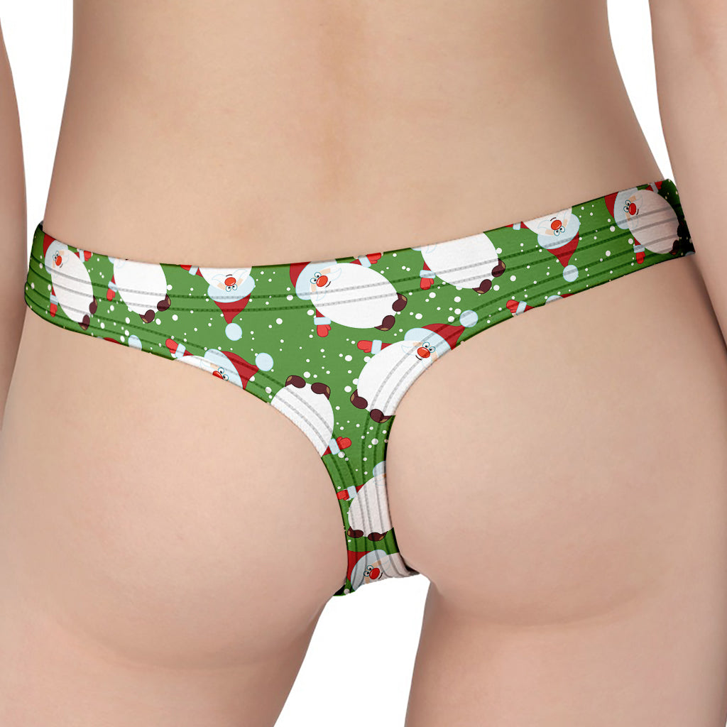 Cartoon Santa Claus Pattern Print Women's Thong