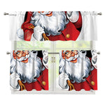 Cartoon Santa Claus Print 3 Piece Kitchen Curtains