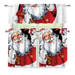 Cartoon Santa Claus Print 3 Piece Kitchen Curtains