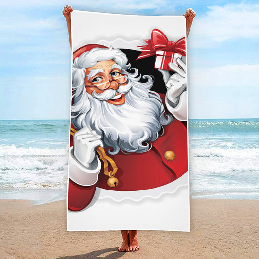Cartoon Santa Claus Print Beach Towel
