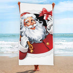 Cartoon Santa Claus Print Beach Towel