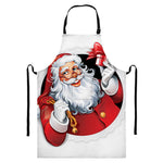 Cartoon Santa Claus Print Bib Apron With Pocket