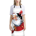 Cartoon Santa Claus Print Bib Apron With Pocket