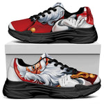 Cartoon Santa Claus Print Black Chunky Shoes