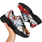 Cartoon Santa Claus Print Black Chunky Shoes