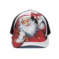Cartoon Santa Claus Print Black Mesh Trucker Hat