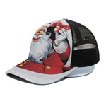 Cartoon Santa Claus Print Black Mesh Trucker Cap