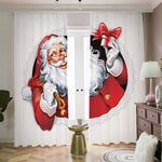 Cartoon Santa Claus Print Blackout Pencil Pleat Curtains