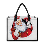 Cartoon Santa Claus Print Canvas Tote Bag