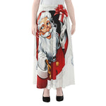 Cartoon Santa Claus Print Chiffon Maxi Skirt