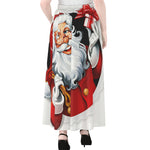 Cartoon Santa Claus Print Chiffon Maxi Skirt
