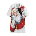 Cartoon Santa Claus Print Cotton Hawaiian Shirt