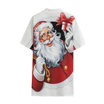 Cartoon Santa Claus Print Cotton Hawaiian Shirt