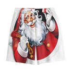 Cartoon Santa Claus Print Cotton Shorts