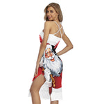 Cartoon Santa Claus Print Cross Back Cami Dress