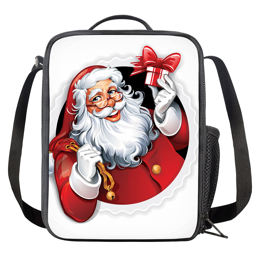 Cartoon Santa Claus Print Crossbody Lunch Bag
