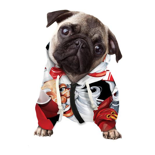 Cartoon Santa Claus Print Dog Zip Up Hoodie
