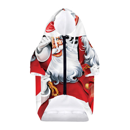 Cartoon Santa Claus Print Dog Zip Up Hoodie