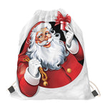Cartoon Santa Claus Print Drawstring Bag