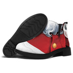 Cartoon Santa Claus Print Flat Ankle Boots
