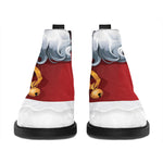Cartoon Santa Claus Print Flat Ankle Boots