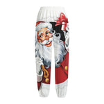 Cartoon Santa Claus Print Fleece Lined Knit Pants