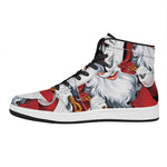 Cartoon Santa Claus Print High Top Leather Sneakers