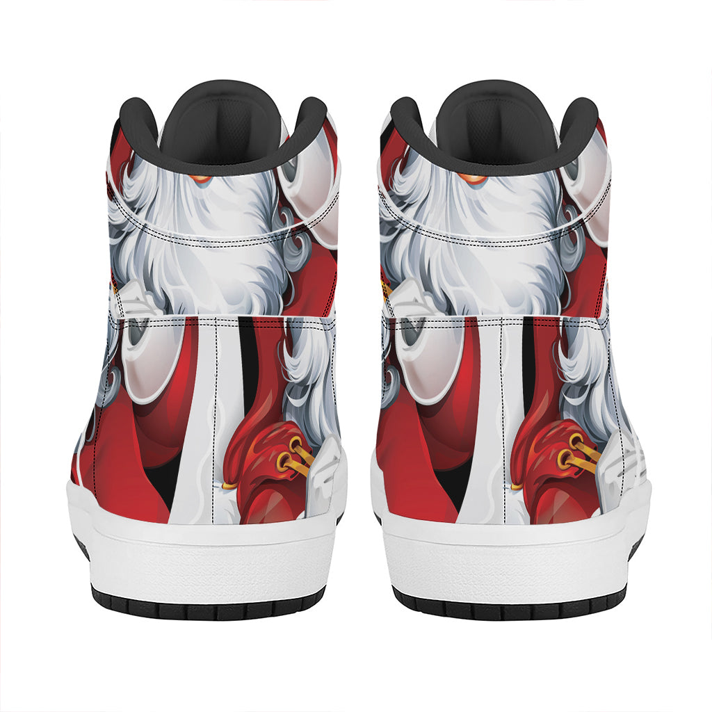Cartoon Santa Claus Print High Top Leather Sneakers