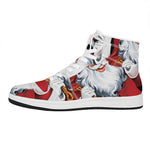 Cartoon Santa Claus Print High Top Leather Sneakers