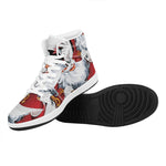 Cartoon Santa Claus Print High Top Leather Sneakers