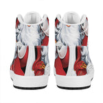 Cartoon Santa Claus Print High Top Leather Sneakers