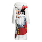 Cartoon Santa Claus Print Hooded Bathrobe
