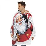 Cartoon Santa Claus Print Hoodie Blanket